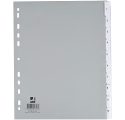 Q-CONNECT intercalaires, A4, PP, 11 trous, 10 onglets, gris