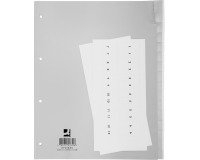 Q-CONNECT intercalaires, A4, PP, 4 trous, 15 onglets, gris