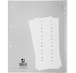 Q-CONNECT intercalaires, A4, PP, 4 trous, 15 onglets, gris