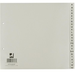 Q-CONNECT intercalaires, ft 21 x 23 cm, PP, 2 trous, jeu de A-Z, gris