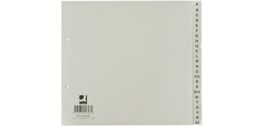 Q-CONNECT Register, Format 21 x 23 cm, PP, 2 Löcher, Satz von A-Z, grau
