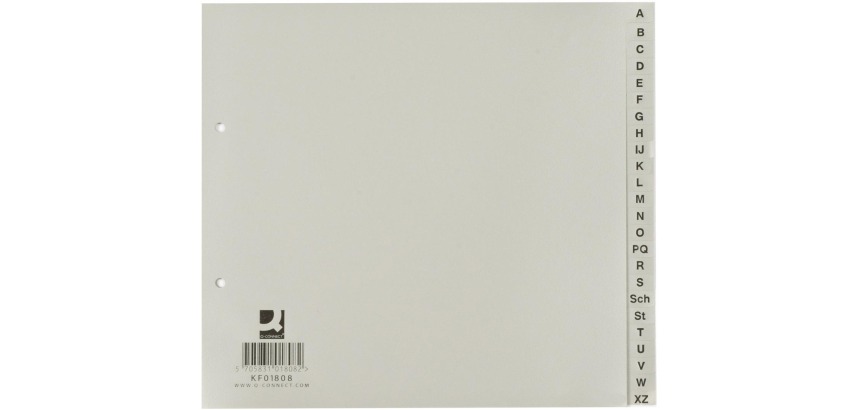 Q-CONNECT dividers, 21 x 23 cm, PP, 2 holes, A-Z set, gray