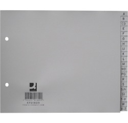 Q-CONNECT tabbladen, ft 18 x 22,5 cm, PP, 2-gaatsperforatie, set van A-Z, grijs