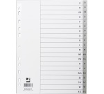 Q-CONNECT tabbladen, A4, PP, 11-gaatsperforatie, met indexblad, set van A-Z, 20 tabs, grijs