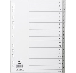 Q-CONNECT intercalaires, A4, PP, 11 trous, avec page de garde, jeu de A-Z, 20 onglets, gris