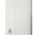 Q-CONNECT tabbladen, A4, PP, 11-gaatsperforatie, met indexblad, set van Jan-Dec, grijs