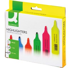 Rotulador q-connect fluorescente punta biselada caja de 6 unidades colores surtidos