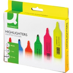 Q-CONNECT surligneur, paquet de 6 pièces en couleurs assorties