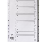 Q-CONNECT intercalaires, A4, PP, 11 trous, avec page de garde, jeu de 1-12, gris