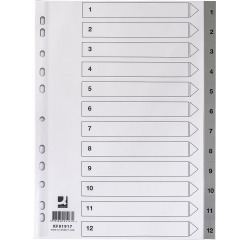 En_separador numerico q-connect plastico 1-12 juego de 12 separadores din a4 multitaladro