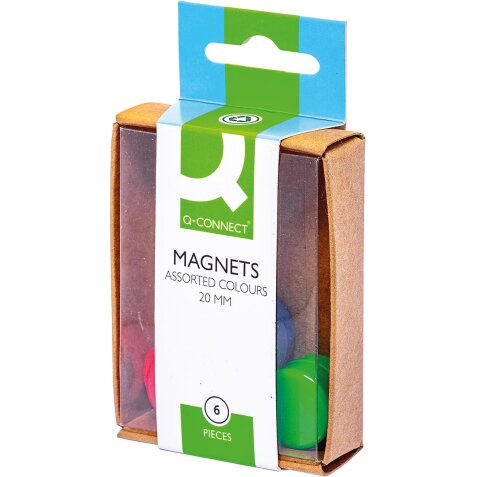 Q-CONNECT aimants 20 mm couleurs assorties boîte de 6 pièces