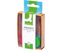 Q-CONNECT magneten, 25 mm, geassorteerde kleuren, doos van 4 stuks