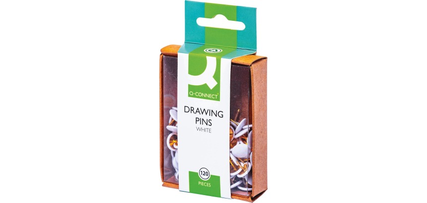 Q-CONNECT push pins, white, box of 120 pieces