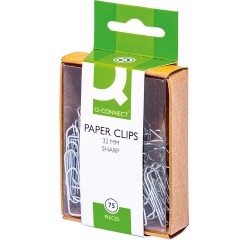 Q-CONNECT papierklemmen, 32 mm, doos van 75 stuks, ophangbaar