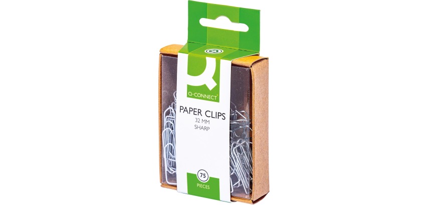 Q-CONNECT all-purpose clip, 32 mm, box of 75 pieces, hangable