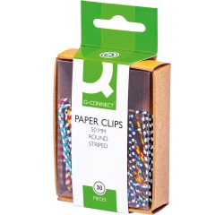 En_clips colores rayados q-connect 50 mm caja de 30 unidades colores surtidos