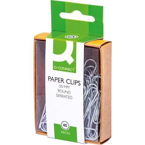 Q-CONNECT papierklemmen, 50 mm, doos van 40 stuks, ophangbaar