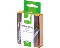 Q-CONNECT all-purpose clips, 50 mm, assorted colors, box of 30 pieces, hangable
