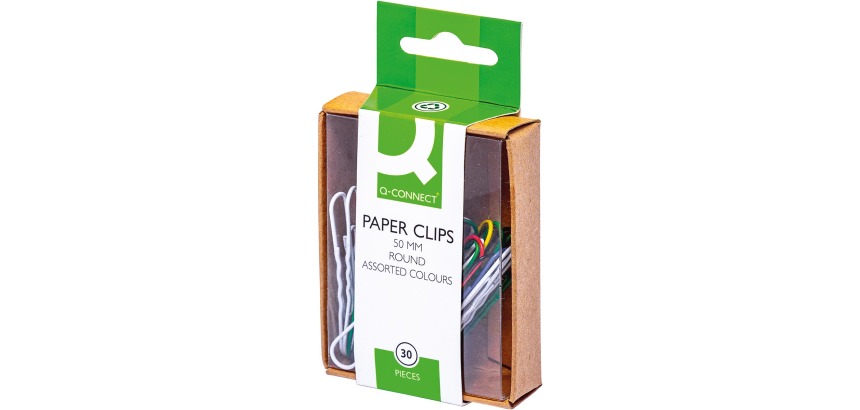 Q-CONNECT attache-tout, 50 mm, couleurs assorties, boîte de 30 pièces, accrochable