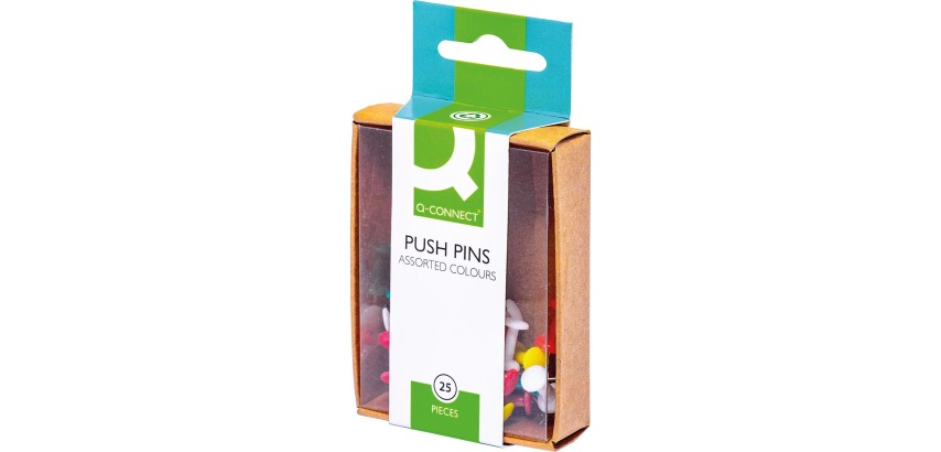 Q-CONNECT push pins, box of 25 pieces, assorted colors