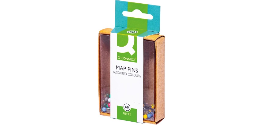 Q-CONNECT épingles de signalisation, couleurs assorties, boîte de 60 pièces