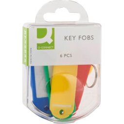 Q-CONNECT sleutelhanger, pak van 6 stuks, geassorteerde kleuren
