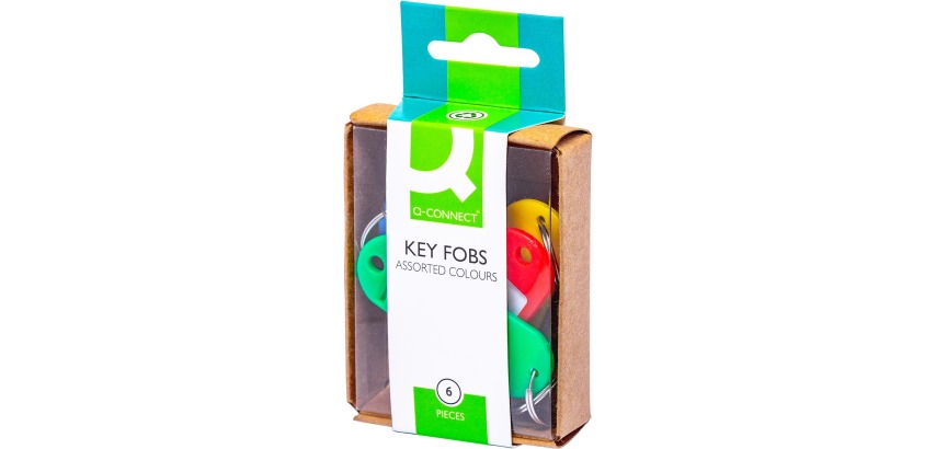 Q-CONNECT keychains, pack of 6 pieces, assorted colors