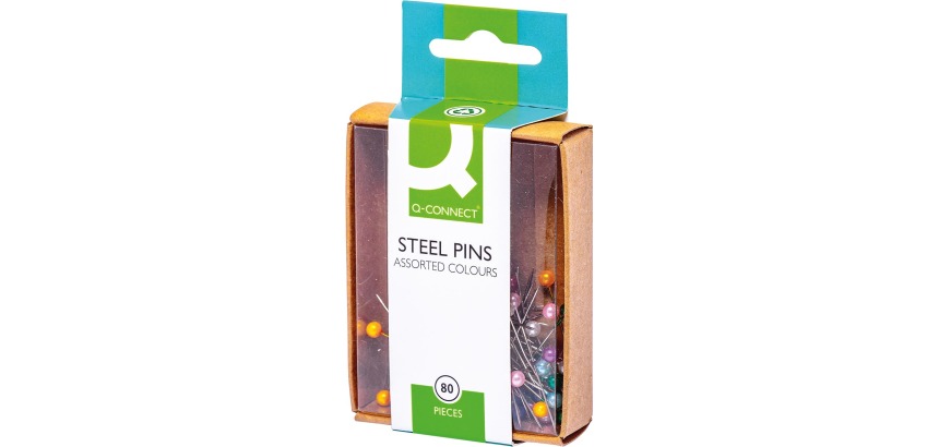 Q-CONNECT broches 3 x 30 mm nickelées boîte de 80 pièces