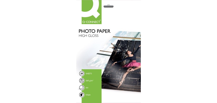 Q-CONNECT papier photo, ft A4, 260 g, paquet de 20 feuilles