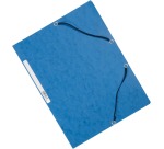 Q-CONNECT farde à rabats, A4, 3 rabats et élastiques, carton, bleu
