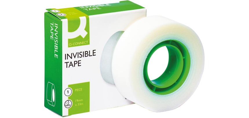 Cinta adhesiva q-connect invisible 33m x 19mm