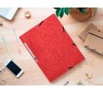 Q-CONNECT folder with flaps, A4, 3 flaps and elastics, cardboard, red