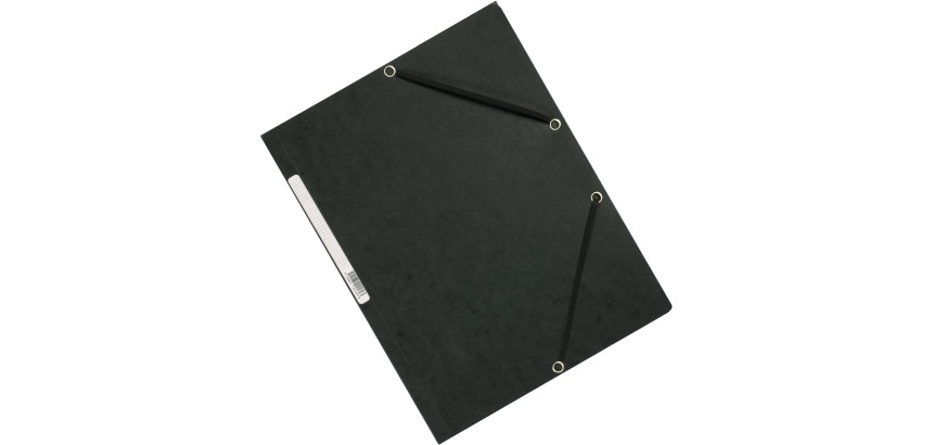 Q-CONNECT folder with flaps, A4, 3 flaps and elastics, cardboard, black