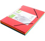 Q-CONNECT elastomap, A4, 3 kleppen en elastieken, karton, assorti, pak van 10 stuks