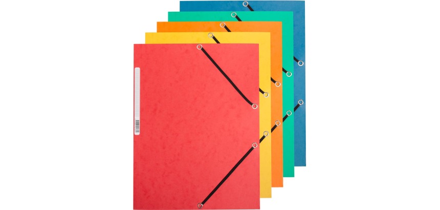 Q-CONNECT elastomap, A4, 3 kleppen en elastieken, karton, assorti, pak van 10 stuks