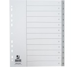 Q-CONNECT intercalaires, A4, PP, 11 trous, avec page de garde, jeu de 1-12, 12 onglets, gris