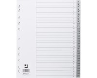 Q-CONNECT intercalaires, A4, PP, 11-gaatspeforatie, avec page de garde, jeu de 1-31, 31 onglets, gris