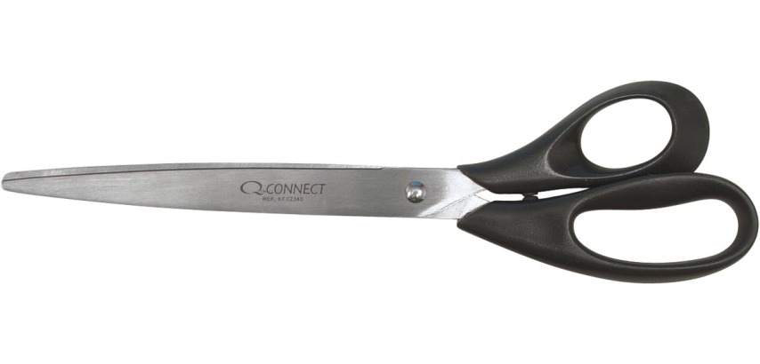 Q-CONNECT ciseaux, ft 25,5 cm, droite, bouts rond, inox, noir, blister de 1 pièce