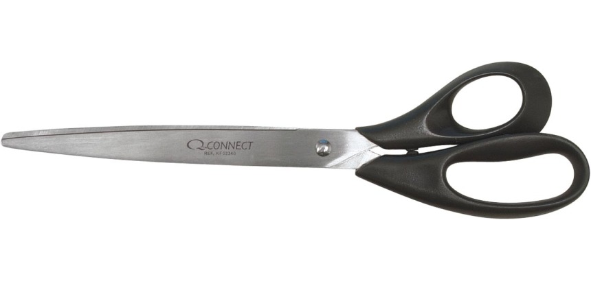 Q-CONNECT ciseaux, ft 25,5 cm, droite, bouts rond, inox, noir, blister de 1 pièce
