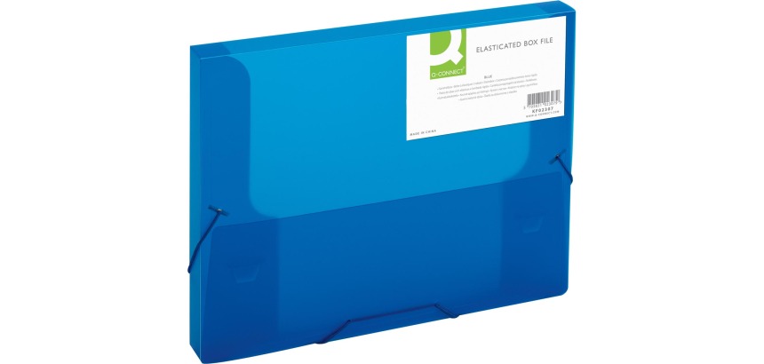 Q-CONNECT boîte de classement, fermeture à élastiques, A4, dos 25 mm, bleu