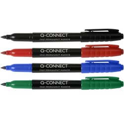 Q-CONNECT CD-DVD marker, fijn, etui van 4 stuks in geassorteerde kleuren