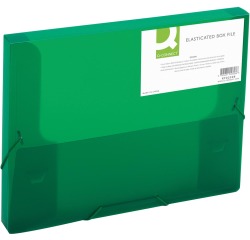 Q-CONNECT boîte de classement, fermeture à élastiques, A4, dos 25 mm, vert