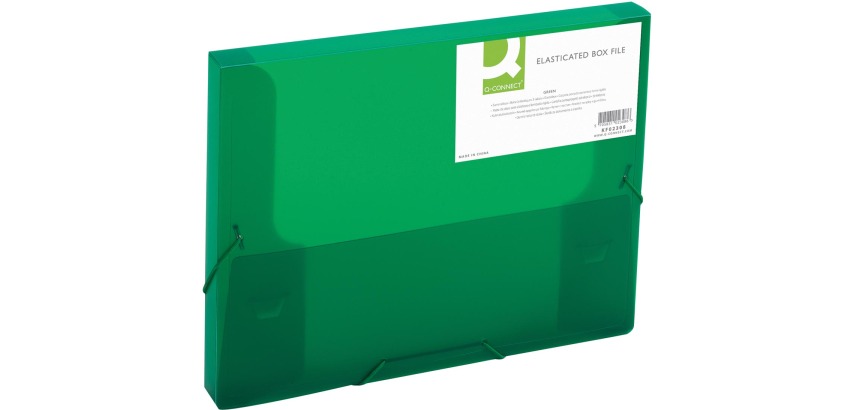 Q-CONNECT filing box, elastic closure, A4, 25 mm spine, green