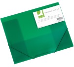 Q-CONNECT folder with flaps, A4, 3 flaps and elastic bands, transparent PP, green
