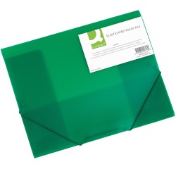 Q-CONNECT elastomap, A4, 3 kleppen en elastieken, transparant PP, groen