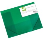 Q-CONNECT folder with flaps, A4, 3 flaps and elastic bands, transparent PP, green