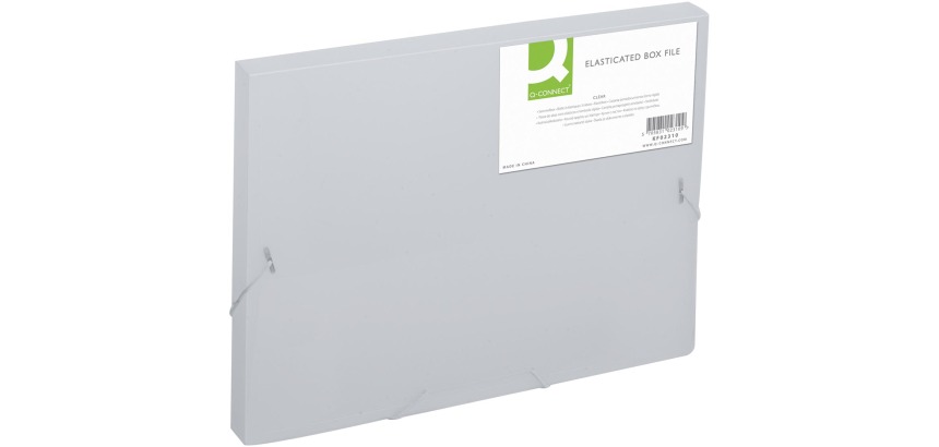 Q-CONNECT filing box, elastic closure, A4, spine 25 mm, transparent