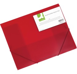 Q-CONNECT farde à rabats, A4, 3 rabats et élastiques, PP transparent, rouge