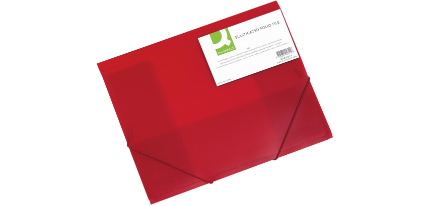 Q-CONNECT elastomap, A4, 3 kleppen en elastieken, transparant PP, rood