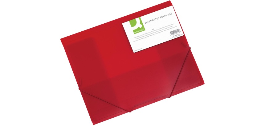Q-CONNECT folder with flaps, A4, 3 flaps and elastics, transparent PP, red